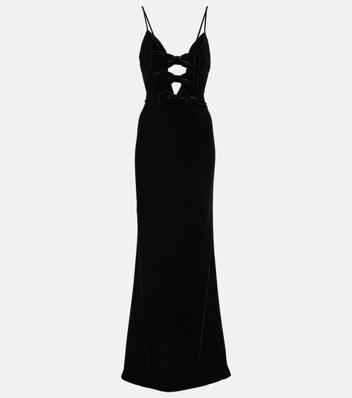 Bow-detail velvet gown