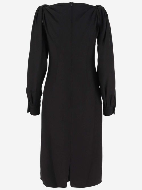 Viscose Midi with Knotted Shoulders Dress — Black