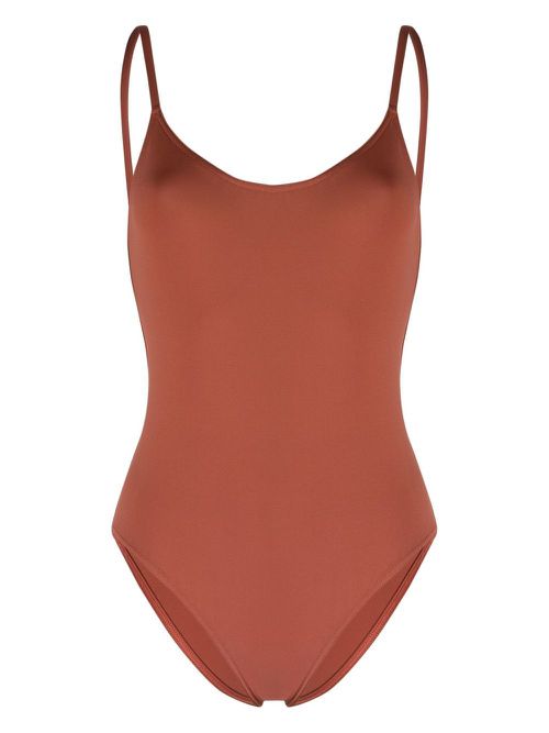 Low-back one-piece swimsuit - Brown