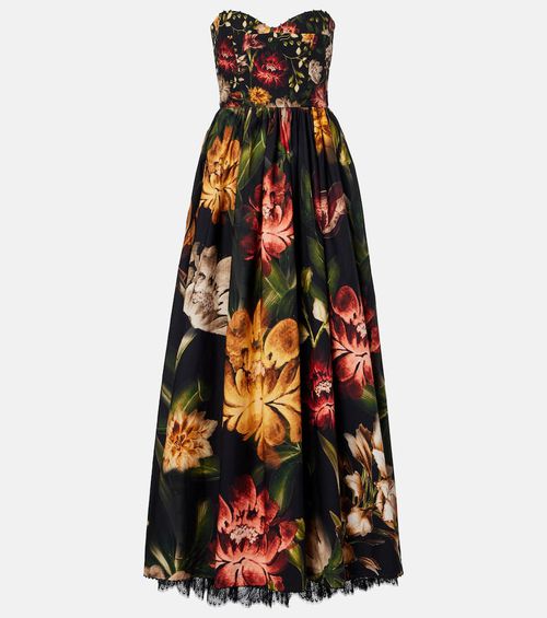 Tonia floral lace-trimmed cotton maxi dress