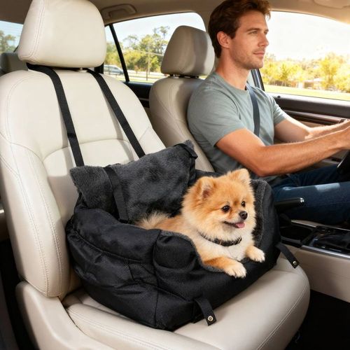 Pawhut Dog Car Seat For Small Dogs, Dog Booster Car Seat With Fixed Buckle In Black