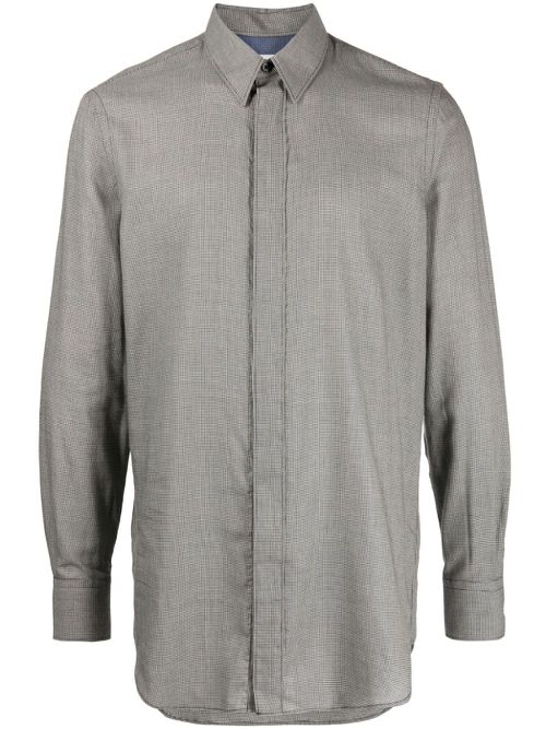 Fine-check cotton blend shirt - Black