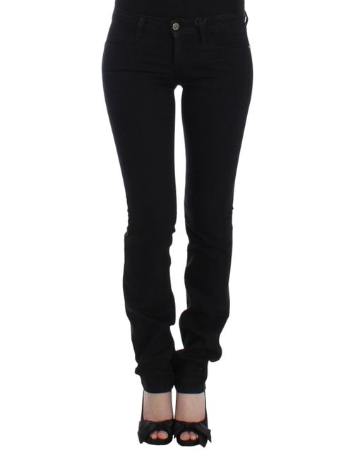 Cotton-Elastane Straight Leg Jeans — Black