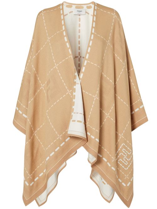 Poncho Macro Check Se Brown Sciarpa - Women