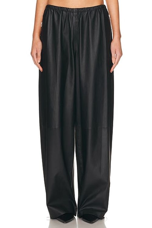 Alexander Wang Mid Rise Leather Track Pant in Black - Black. L also in M, S