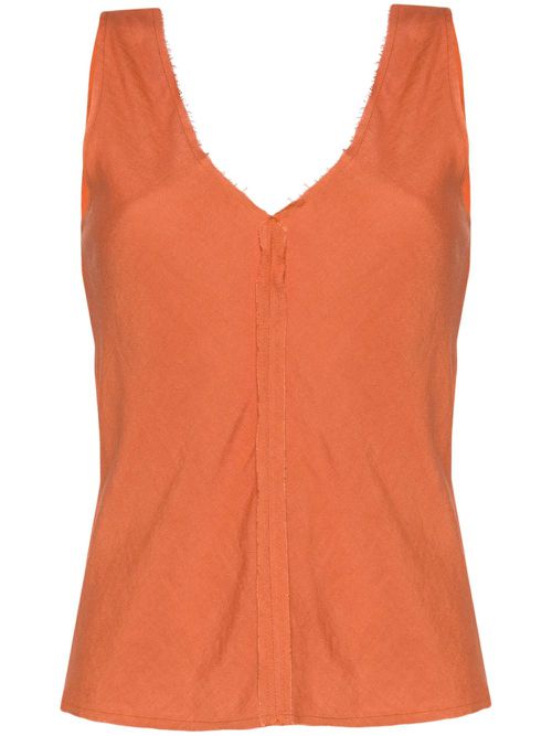 V-neck seam-detailing top - Orange