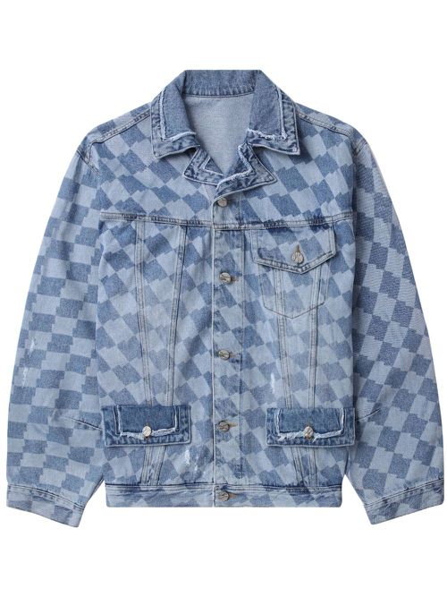 Check-pattern denim jacket - Blue