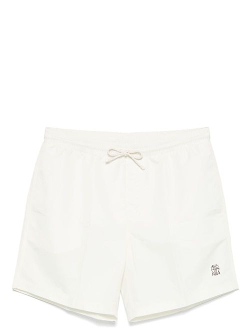 Logo-embroidered swim shorts - White
