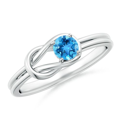 Angara 0.32 Carat Solitaire Swiss Blue Topaz Infinity Knot Ring in Platinum