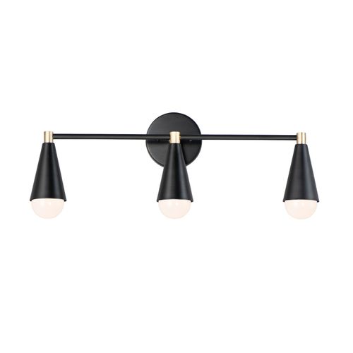 Black Satin Brass Three Light Bath Vanity from the Lovell Collection