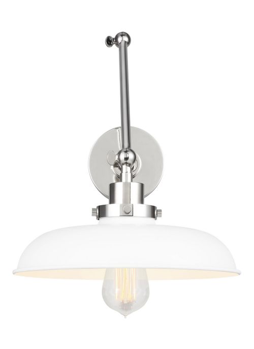 Visual Comfort Studio Wellfleet Wall Sconce in Matte White And Polished Nickel by Chapman & Myer