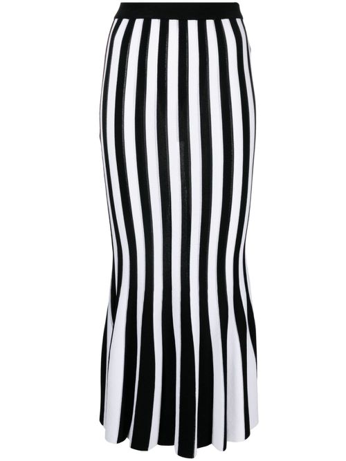 Striped knitted midi skirt - Black