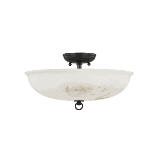 Distressed Bronze Three Light Semi Flush Mount from the Somerset Collection