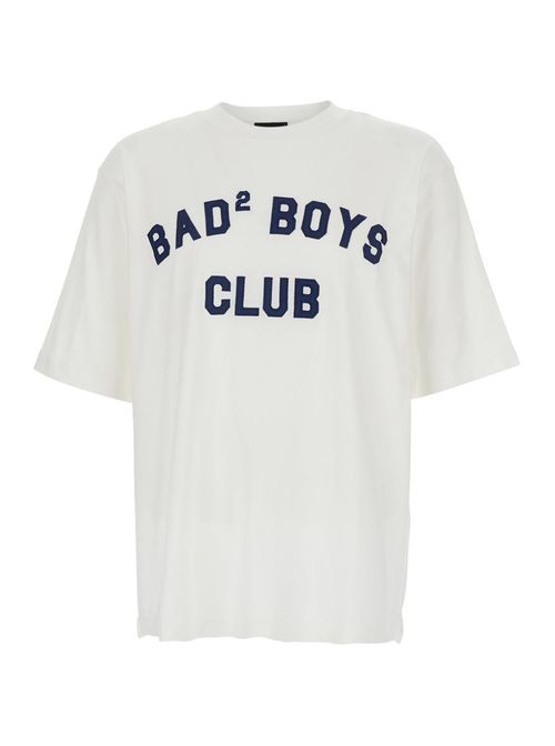White T-Shirt With Logo Print On The Front In Cotton Man