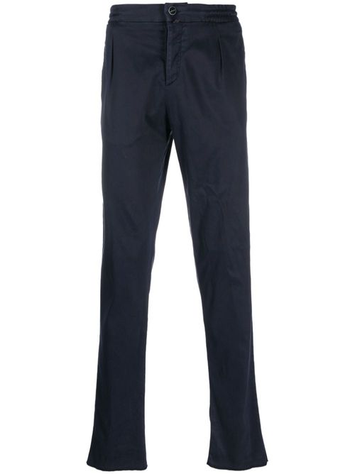 Logo-patch straight-leg trousers - Blue