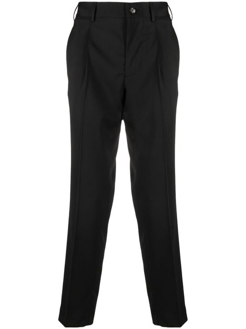 Pleat detailing wool tailored trousers - Black
