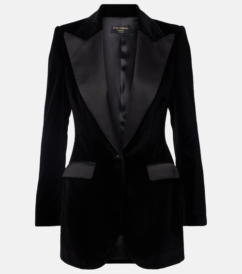 Cotton-blend velvet tuxedo jacket