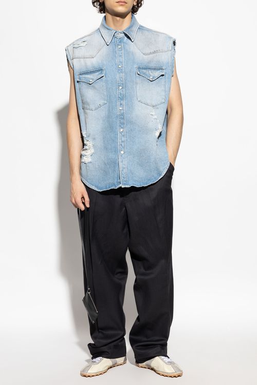 Maison Margiela Wool Trousers With Crease, Men's, Black