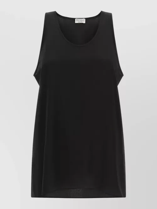 Brunello Cucinelli - monile silk top sleeveless round neckline