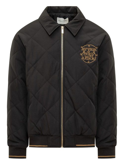 Quilted slogan jacket - Black