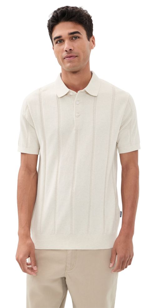 Wellburn Knitted Polo Shirt Oatmeal