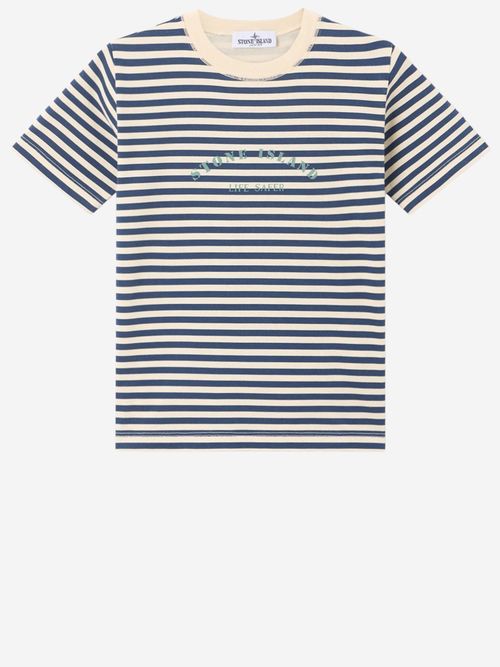 Striped Cotton T-Shirt — Navy