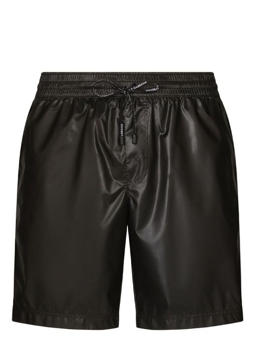 Logo-print drawstring swim shorts - Black