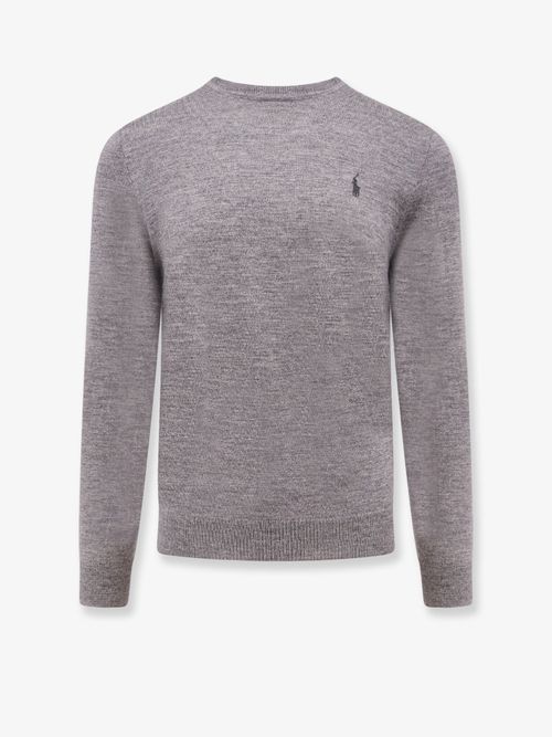 Logo-Embroidered Wool Sweater — Gray
