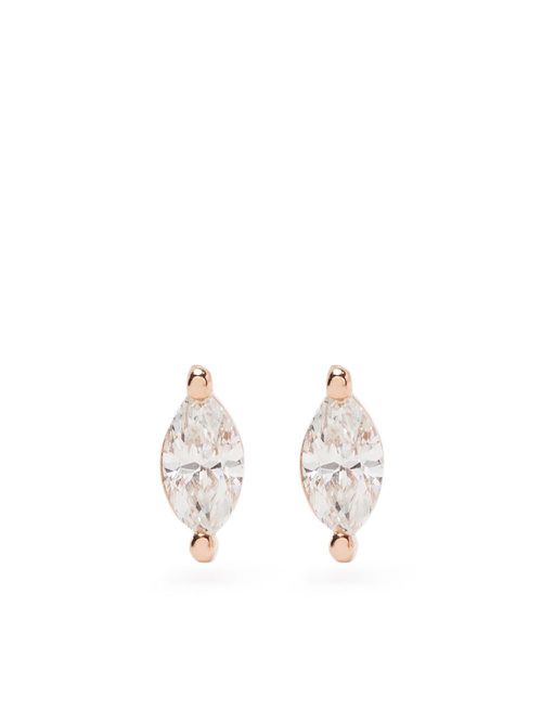 14kt rose gold marquise diamond stud earrings - Pink