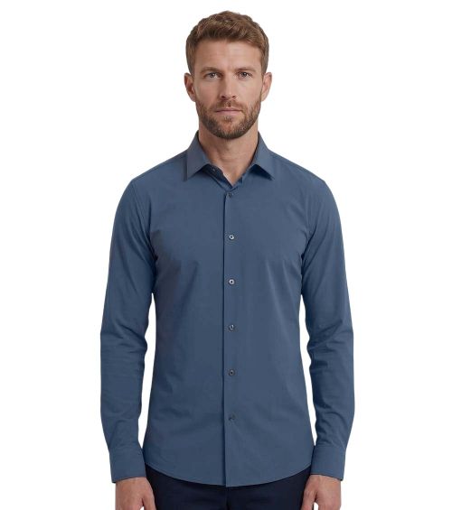 Blue Slim Solid Shirt