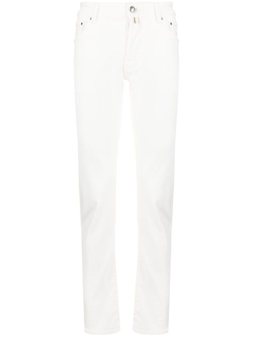 Logo-patch slim-cut trousers - White