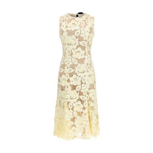 Crochet Lace Fit-and-Flare Dress — Yellow