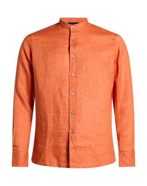 Man Shirt Orange Size S Linen