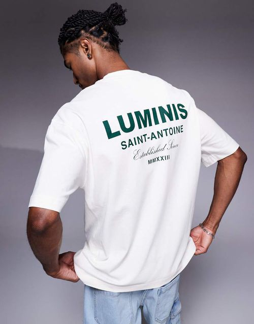 River Island oversized t-shirt with luminis back print in white