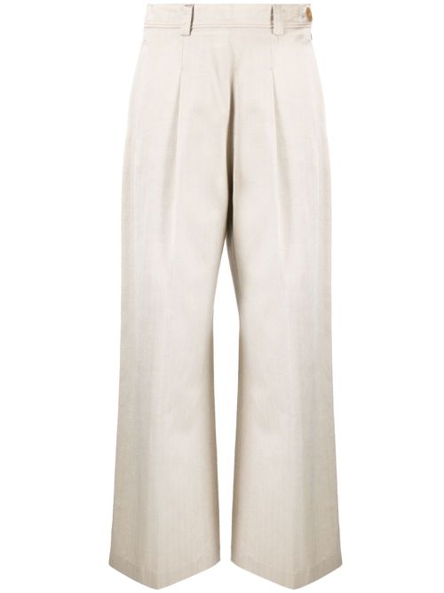 Herringbone straight-leg trousers - Neutrals