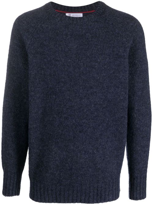 Crew-neck textured jumper - Blue