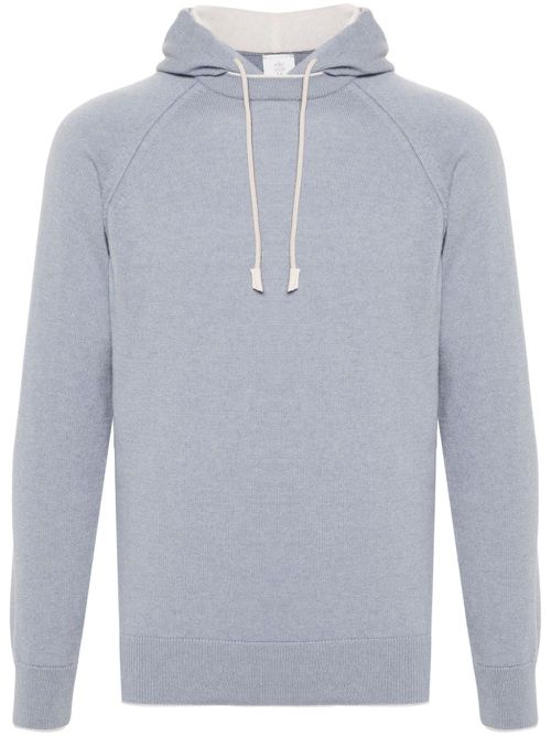 Layered cashmere hoodie - Blue