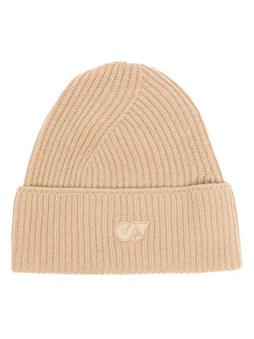 Logo-patch ribbed-knit beanie - Neutrals