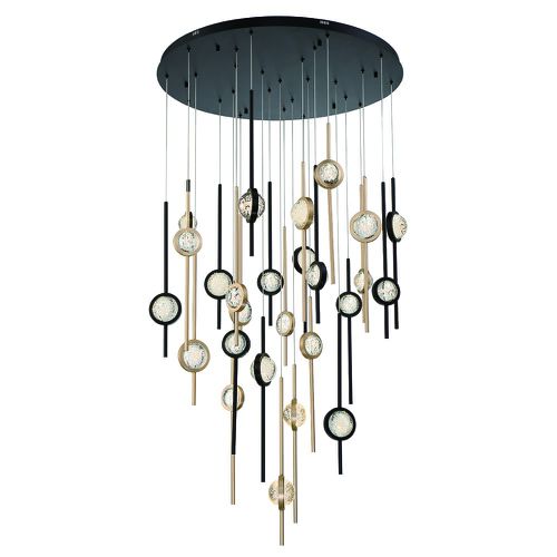 Mixed Black Brass LED Chandelier from the Barletta Collection