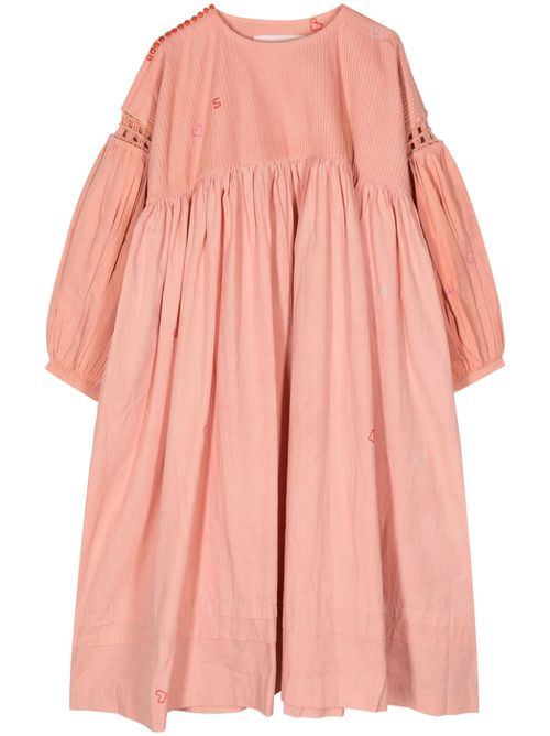 Crochet-detailing organic cotton dress - Pink