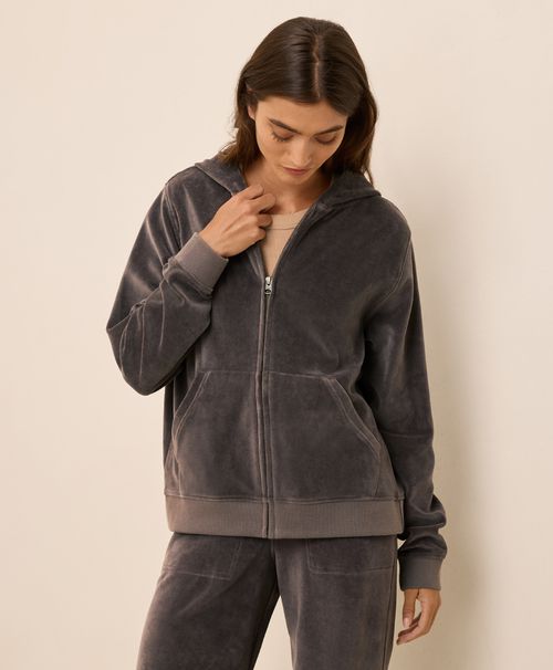 Women's Graphite Pure Velour Zip Hoodie