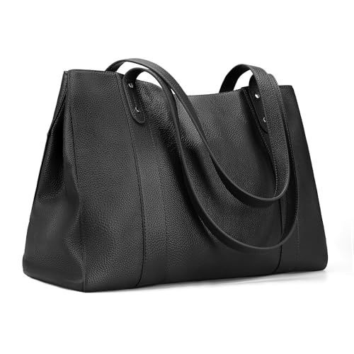 Befen Black Genuine Leather Work Tote Bag for Women