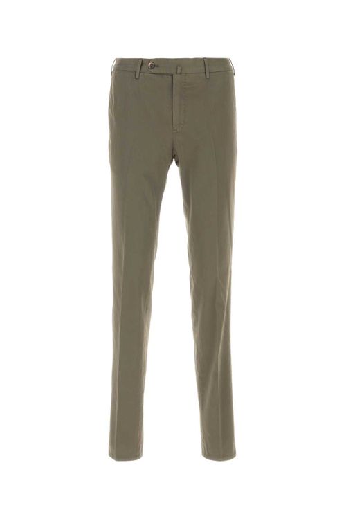Stretch Cotton-Silk Blend Trousers — Khaki