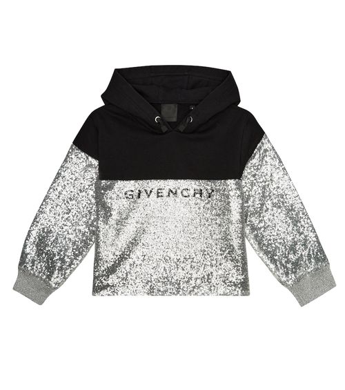 Sequined logo cotton-blend hoodie