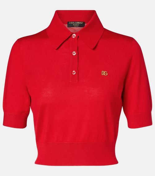 Knitted cashmere and silk polo shirt
