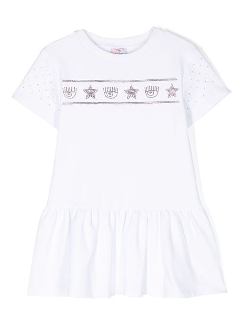 Logo-embellished cotton dress - White