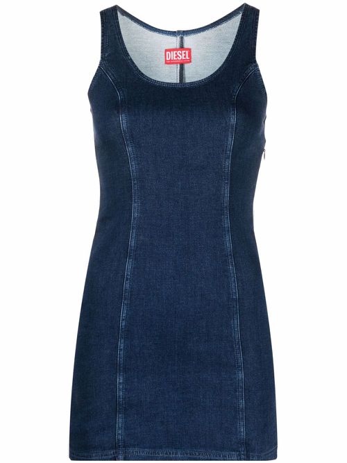 Sleeveless denim mini dress - Blue