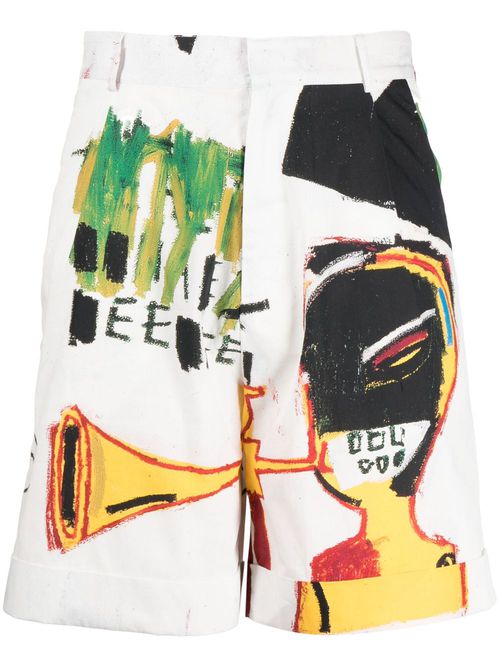 Graphic-print cotton shorts - White