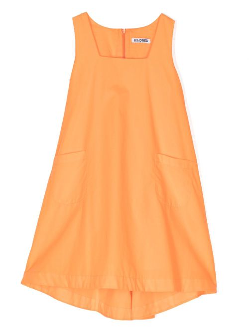 Square-neck organic-cotton dress - Orange