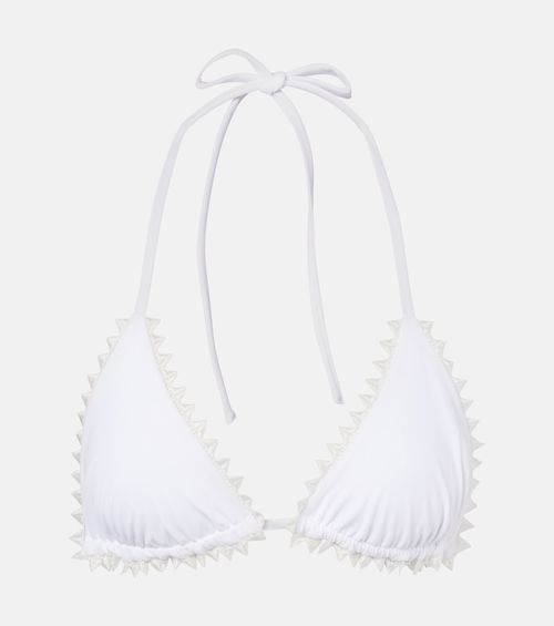 Picot embroidered bikini top